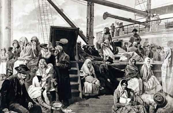 Steerage Passengers Emigrating to the United States of America from Germany Oil Painting by Kuechler, Carl Hermann