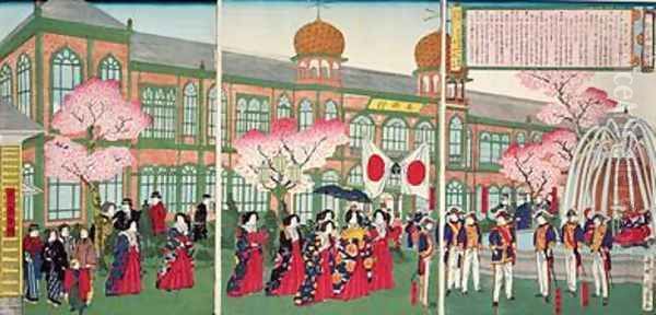 Opening ceremony of the Second Industrial Exhibition in Tokyo Oil Painting by Kunimatsu