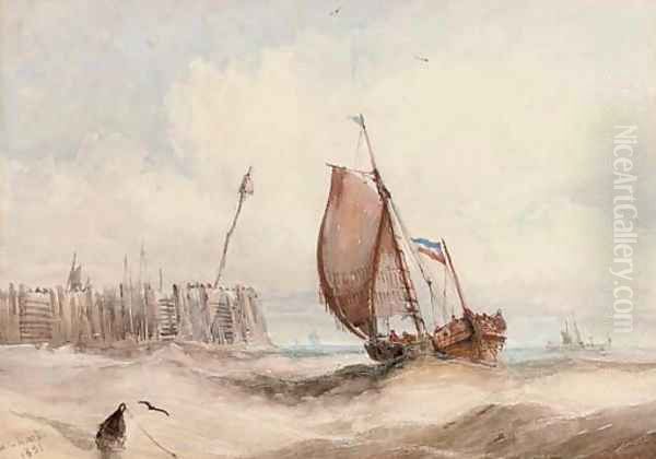 Running out on the tide Oil Painting by William Calcott Knell