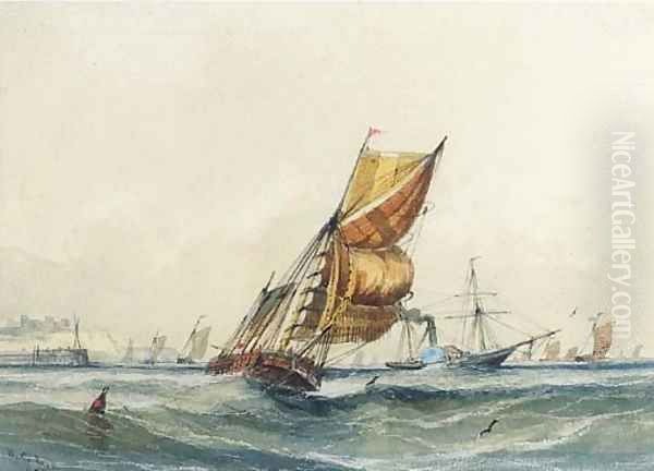 The Channel packet running out of Dover Oil Painting by William Calcott Knell