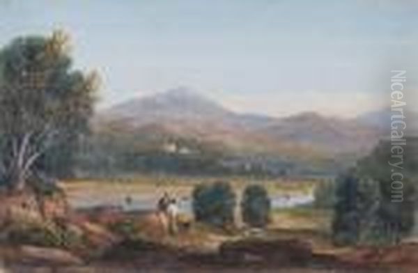 Looking Up The Vale Of Maentwrog - Mr Oakley's House On The Left Oil Painting by David I Cox