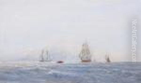 Shipping Off Calais Oil Painting by David I Cox