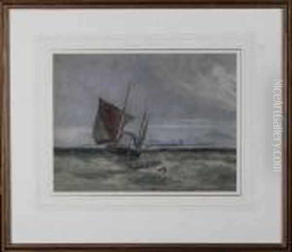 Seascape With Ship And Buoy Oil Painting by David I Cox