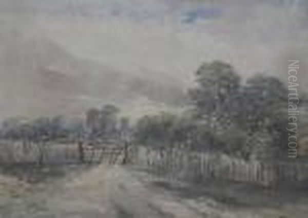 Near Weybridge Oil Painting by David I Cox