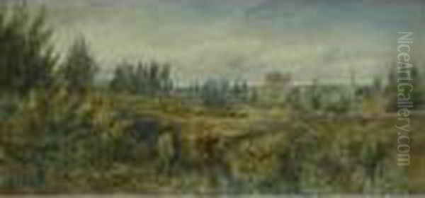 A Rural Landscape Oil Painting by David I Cox