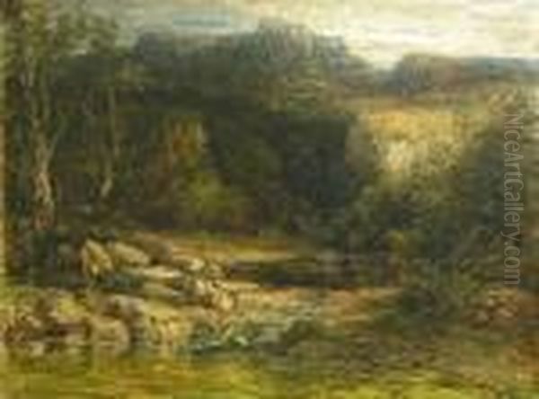 In The Lledr Valley Oil Painting by David I Cox