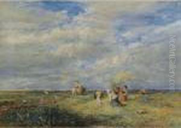 The Hayfield Oil Painting by David I Cox