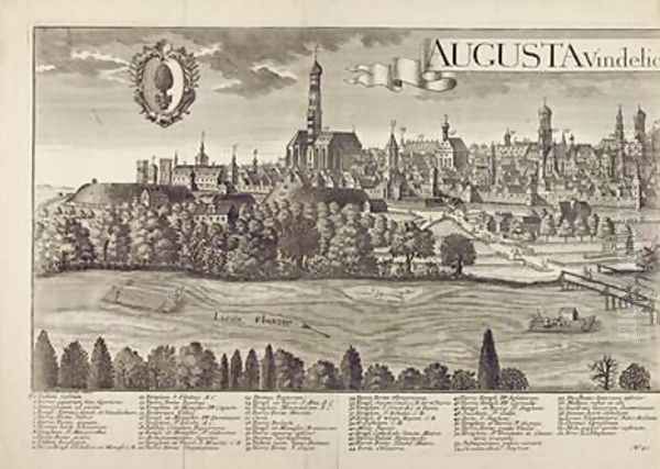 Panoramic view of Augsburg 2 Oil Painting by Johann Thomas Kraus