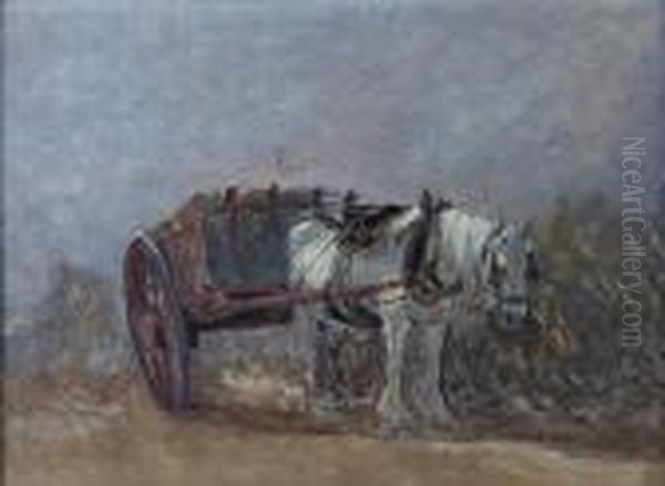 Horse And Cart Oil Painting by David I Cox