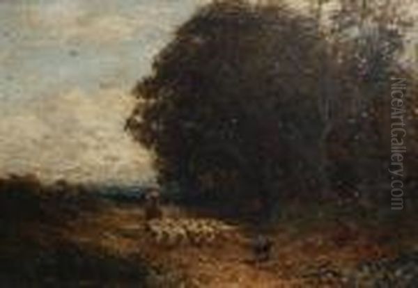 Herding The Flock Oil Painting by David I Cox