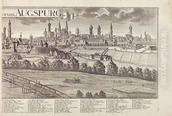 Panoramic view of Augsburg Oil Painting by Johann Thomas Kraus