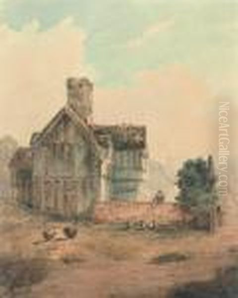 Old Houses At Widmore, Kent Oil Painting by David I Cox