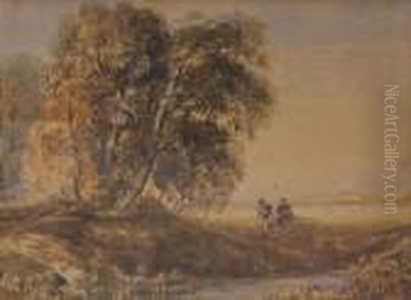 Landscape With Figures Oil Painting by David I Cox