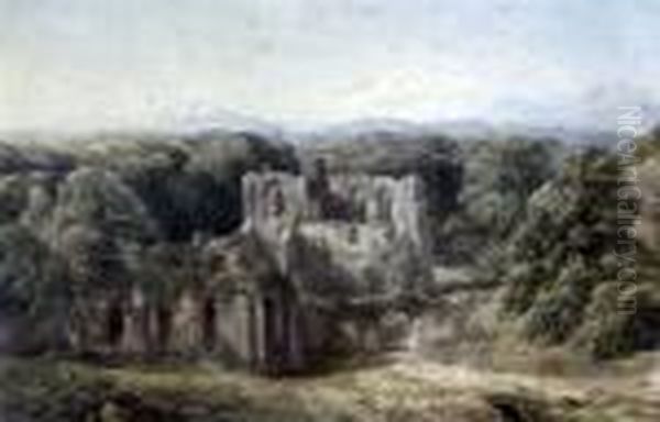 Abbey Ruins Oil Painting by David I Cox