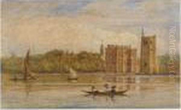 Boating Before Lambeth Palace, London Oil Painting by David I Cox