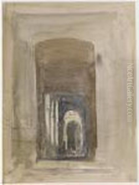 Study For The Door Of The Church Of Saint-roch, Paris Oil Painting by David I Cox