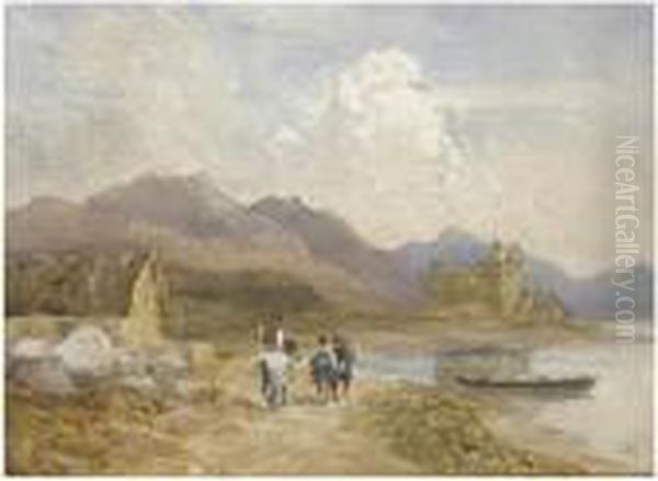 Dunstaffnage Castle, Argyllshire Oil Painting by David I Cox