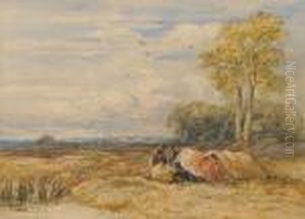 A Gypsy Encampment Oil Painting by David I Cox