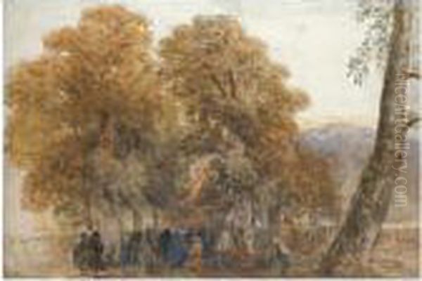 The Welsh Funeral Oil Painting by David I Cox