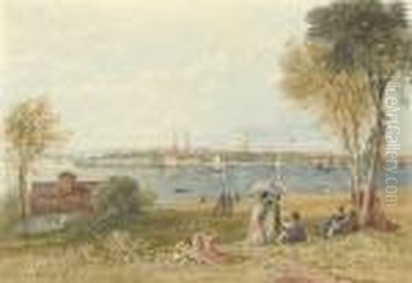 View Of Southampton Water Oil Painting by David I Cox