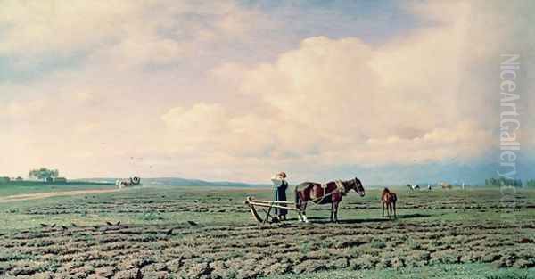 In the Field Oil Painting by Mikhail Konstantinovich Klodt