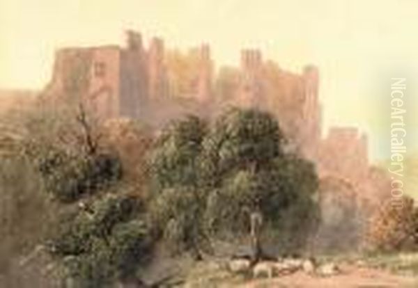 A Welsh Castle Oil Painting by David I Cox