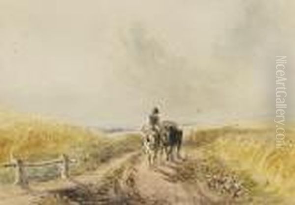 Leading The Pack Horse Oil Painting by David I Cox