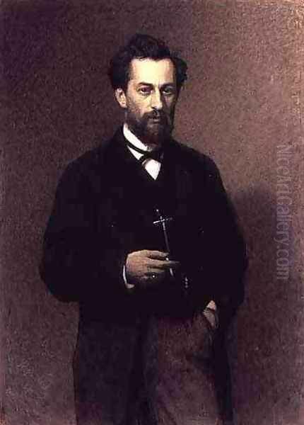 Portrait of Mikhail Konstantinovich Klodt 1832-1902 Oil Painting by Mikhail Konstantinovich Klodt