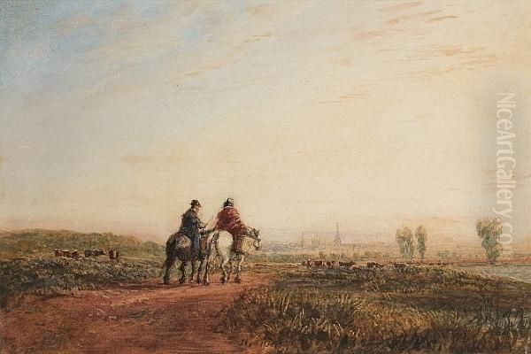 Going To Market, Possibly Coventry Oil Painting by David I Cox