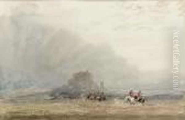 Soldiers Below Stirling Castle Oil Painting by David I Cox