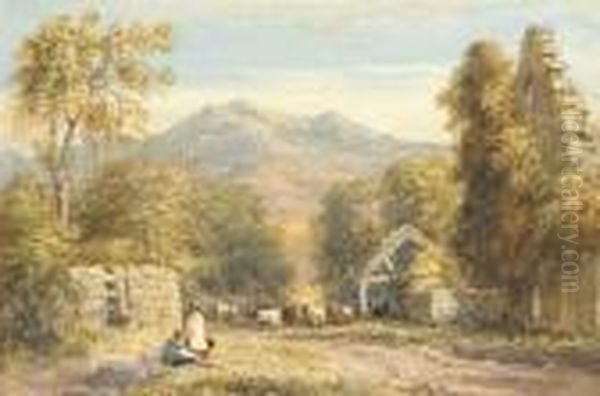 View From Kymmer Abbey, North Wales Oil Painting by David I Cox