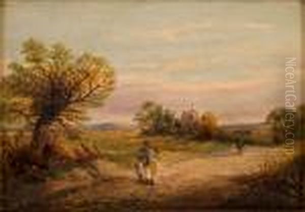 Campagna Con Passanti Oil Painting by David Cox