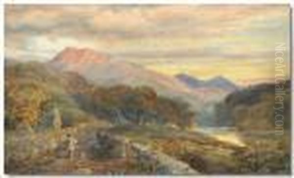 Evening Landscape, 
North Wales Oil Painting by David Cox