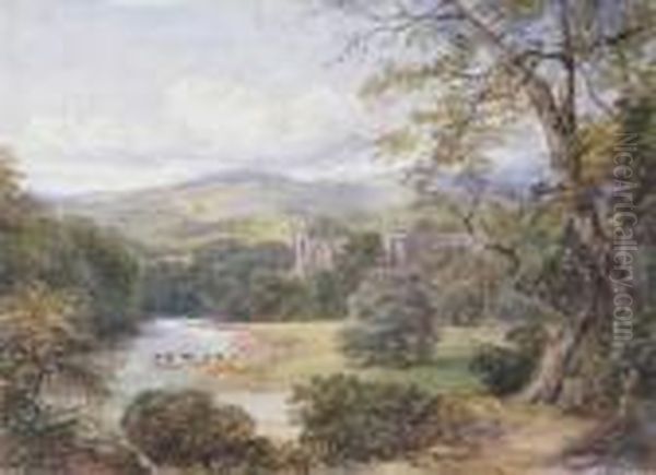 Bolton Abbey Oil Painting by David Cox