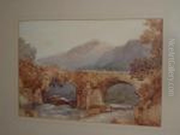 Old Bridge On The Llyn, North Wales Oil Painting by David Cox