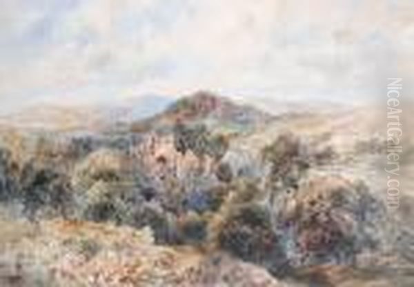 Extensive Landscape Views Towards Tinternabbey Ruins Oil Painting by David Cox