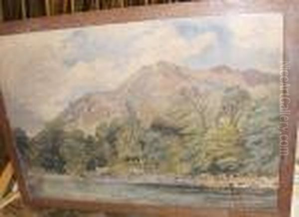 Mountainous River Landscape Oil Painting by David Cox