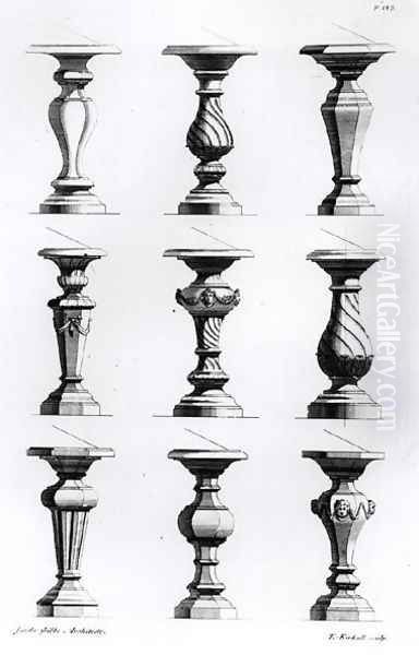 Pedestals from A Book of Architecture Oil Painting by Elisha Kirkall