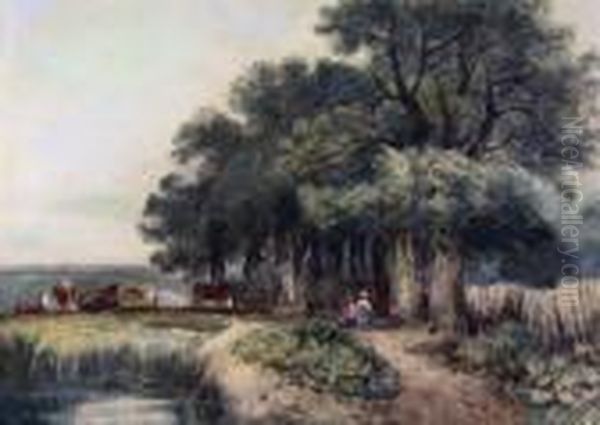 Picnic Under The Trees Oil Painting by David Cox