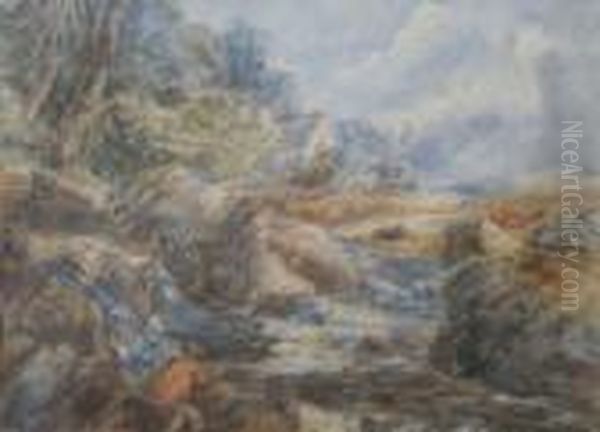 The Salmon Pool Oil Painting by David Cox