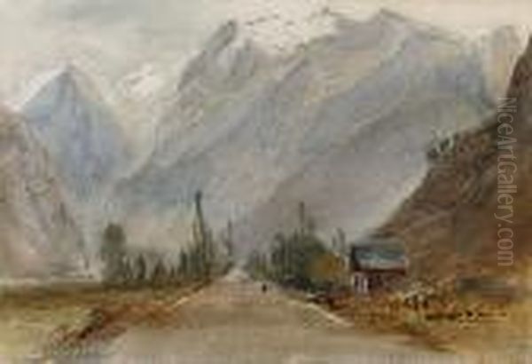 Near Bourg D'oysans, France Oil Painting by David Cox