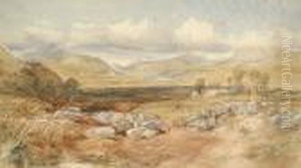 A Country Landscape Oil Painting by David Cox