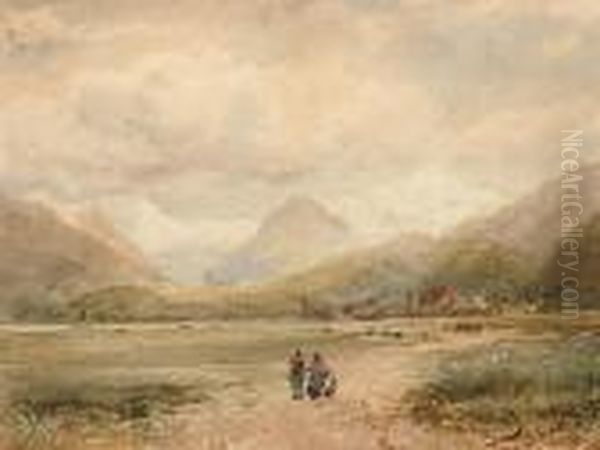 Figures On A Country Path 'david Cox Junior/1860' (lower Left) Oil Painting by David Cox