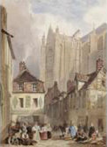 French Town Oil Painting by David Cox