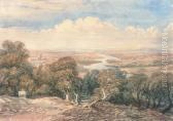 View Over A Meandering River Oil Painting by David Cox