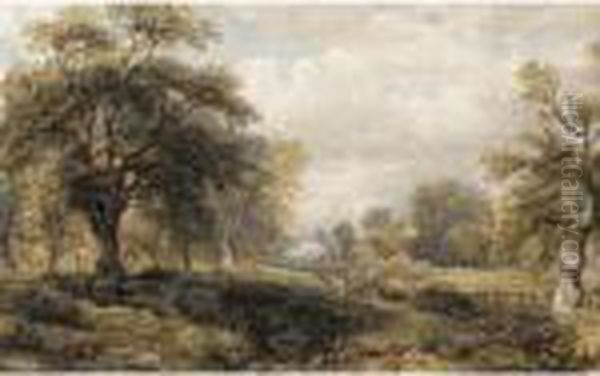 Watering In Epping Forest Looking Towards Chingford Oil Painting by David Cox