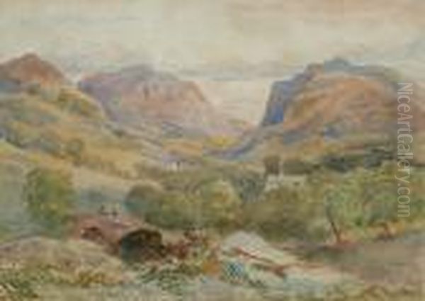 Welsh Landscape Oil Painting by David Cox