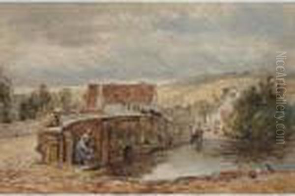 Llangollen Bridge, North Wales Oil Painting by David Cox