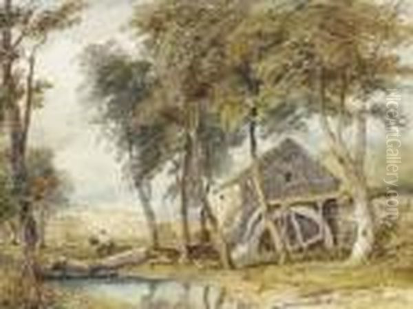 Riding Past The Watermill Oil Painting by David Cox