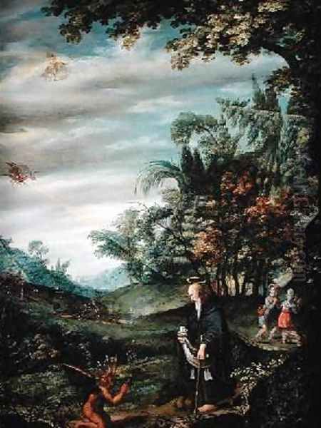 The Temptation of St Anthony with a Dragon in the Distance by Kerstiaen de Koninck